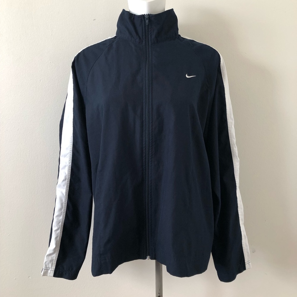 Vintage Y2K Nike Navy And White Women’s Warm-up Jacket Size XL 16/18 - Picture 1 of 6